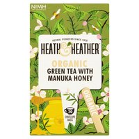 Heath & Heather Organic Green Tea with Manuka Honey 20 Envelope Bags 40g