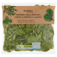 Dunnes Stores Peppery Wild Rocket, Cress & Spinach Leaves 120g