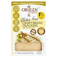 Origin Earth Gluten Free Crispy Bread Crackers with Sesame Seeds 3 x 50g (150g)