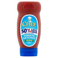 Chef Tomato Ketchup, 50% Less Sugar & 25% Less Salt 470g