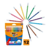BIC Kids Kid Couleur Felt Tip Colouring Pens Medium Point - Assorted Colours, Pack of 12