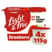 Light & Free Strawberry 0% Fat & 0% Added Sugar Greek Style Yogurt 4 x 115g (460g)