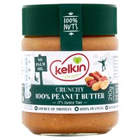 Kelkin Crunchy 100% Peanut Butter 210g