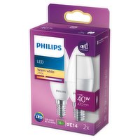 Philips LED Frosted Candle Bulb E14 Small Edison Screw 5.5W (40 Equivalent) Non-Dimmable Warm White