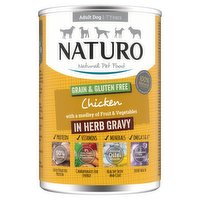 Naturo Natural Pet Food Chicken with Fruit & Vegetables in a Herb Gravy Adult Dog 1-7 Years 390g