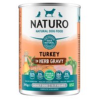 Naturo Natural Pet Food Turkey with Fruit and Vegetables in a Herb Gravy Adult Dog 1-7 Years 390g