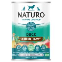 Naturo Natural Dog Food Duck in Herb Gravy Adult Dog 1-7 Years 390g