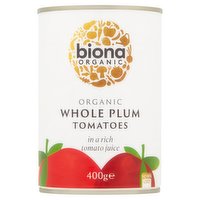 Biona Organic Whole Plum Tomatoes 400g