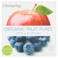 Clearspring Organic Fruit Purée Apple & Blueberry 2 x 100g