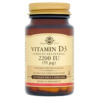 Solgar Vitamin D3 (Cholecalciferol) 2200 IU (55 μg) 50 Vegetable Capsules