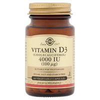 Solgar Vitamin D3 (Cholecalciferol) 4000 IU (100 μg) 60 Vegetable Capsules