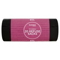 Dunnes Stores 20 Tie Handle Refuse Sacks 80L