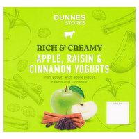 Dunnes Stores Rich & Creamy Apple, Raisin & Cinnamon Yogurts 4 x 125g (500g)