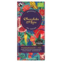 Chocolate and Love Organic Fairtrade - Pomegranate 70% Madagascar Dark Chocolate & Pomegranate - 80g