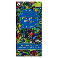 Chocolate and Love Organic Fairtrade - Rich Dark 71% Dark Chocolate Peru & Dominican Rep. - 80g