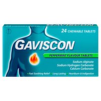 Gaviscon Heartburn & Indigestion Relief Peppermint Flavour Tablets x24