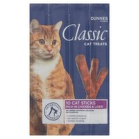 Dunnes Stores Classic Cat Treats Cat Sticks Rich in Chicken & Liver 10 x 5g (50g)