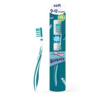 Aquafresh Advance Kids toothbrush, for children aged 9-12 years old. Soft interdental bristles