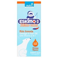 Eskimo-3 Little Cubs Kids Formula Omega-3 Fish Oil Orange Flavour Liquid 1-12 Years 210ml