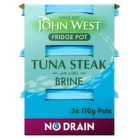 John West No Drain Fridge Pot Tuna Steak with a Little Brine 3 x 110g