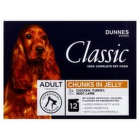 Dunnes Stores Classic Dog Food Chunks in Jelly Meaty Selection Adult 12 x 100g (1.2kg)