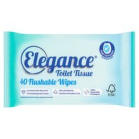 Elegance Toilet Tissue 40 Flushable Wipes