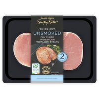 Dunnes Stores Simply Better 2 Dry Cured Unsmoked Irish Bacon Medallion Steaks 340g