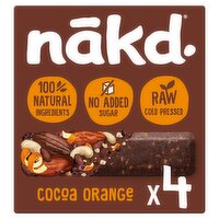 nākd. Cocoa Orange Raw Fruit & Nut Bar 4x35g