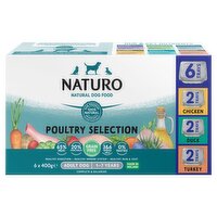 Naturo Natural Dog Food Poultry Selection Adult Dog 1-7 Years 6 x 400g