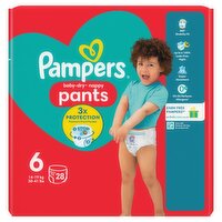 Pampers Baby-Dry Nappy Pants Size 6, 28 Nappies, 14kg - 19kg, Essential Pack