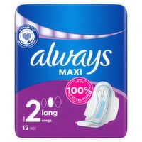 Always Maxi Long Sanitary Towels (Size 2) Wings,12 Pads