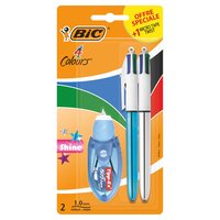 BIC 4 Colours 2 Shine Brilliant Medium 1.0mm +1 Micro Tape Twist