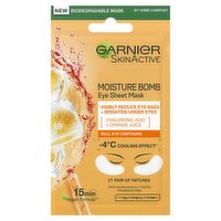 Garnier Moisture Bomb Hyaluronic Acid and Orange Juice Hydrating Brightening Eye Sheet Mask 6g