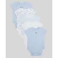 Pure Cotton Bodysuits - Pack Of 5 Blue 3-6 Mths