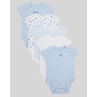 Pure Cotton Bodysuits - Pack Of 5 Blue 6-9 Mths