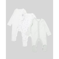 Pure Cotton Sleepsuits - Pack Of 3 Green 0-3 Mths