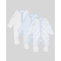 Pure Cotton Sleepsuits - Pack Of 3 Blue 0-3 Mths