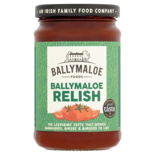 Original Relish<br/><br/><b>Features</b><br/>Great taste 2020<br/>The Legendary Taste That Brings Sandwiches, Cheese & Burgers to Life<br/>Made with Natural Ingredients<br/>Irish Guaranteed<br/>Fat Free<br/>Gluten Free<br/>Suitable for Vegans<br/><br/><b>Lifestyle</b><br/>Gluten free<br/>Suitable for Vegans<br/><br/><b>Pack Size</b><br/>310g ℮<br/><br/><br/><b>Ingredients</b><br/>Tomatoes (62%)<br/>Vinegar<br/>Sugar<br/>Onions<br/>Sultanas<br/>Tomato Puree (6%)<br/>Sea Salt<br/><span style='font-weight: bold;'>Mustard Seed</span><br/>Spices<br/><br/><b>Allergy Advice</b><br/>For allergens, please see ingredients in <span style='font-weight: bold;'>bold</span><br/><br/><br/><b>Storage Type</b><br/>Ambient<br/><br/><b>Storage</b><br/>Best before: See top.<br/>
Once opened store in a cool place and use within 6 months.<br/><br/><b>Company Name</b><br/>Ballymaloe Foods / Little Island Relish Ltd<br/><br/><b>Company Address</b><br/>Ballymaloe Foods,<br/>
Cork,<br/>
T45 PR68,<br/>
Ireland.<br/>
<br/>
Little Island Relish Ltd,<br/>
W5 2UA.<br/><br/><b>Durability after Opening</b><br/>Consume Within - Months - 6<br/><br/><b>Web Address</b><br/>www.ballymaloefoods.ie<br/><br/><b>Return To</b><br/>Ballymaloe Foods,<br/>
Cork,<br/>
T45 PR68,<br/>
Ireland.<br/>
<br/>
Little Island Relish Ltd,<br/>
W5 2UA.<br/>
www.ballymaloefoods.ie<br/>