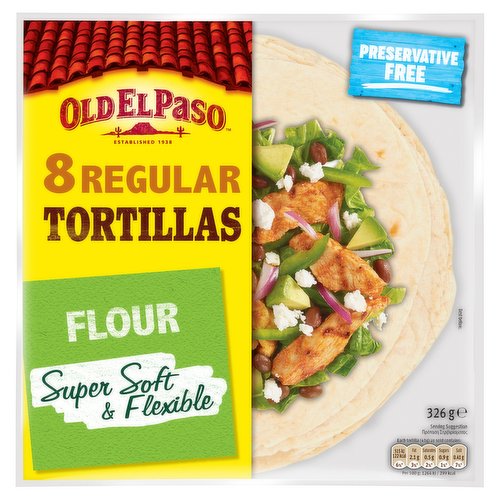 Old El Paso 8 Regular Tortillas Flour 326g