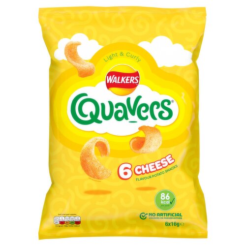 Walkers Quavers Cheese Multipack Snacks Crisps 6x16g