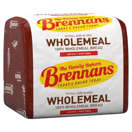 Brennans 100% Wholemeal Bread 10 Full Size Slices 400g