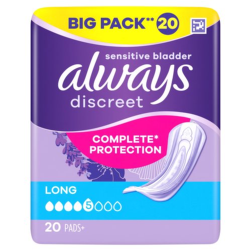 Always Discreet Incontinence Pads Small for Sensitive Bladder 20 pack