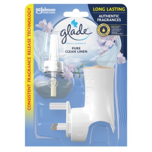 Glade Scented Oil Plug In Air Freshener Holder + Refill Clean Linen 20ml