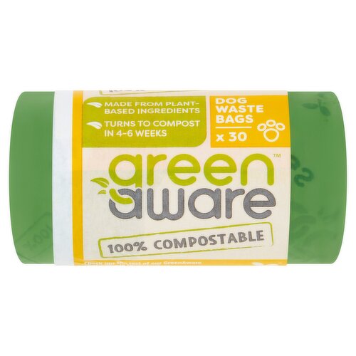 GreenAware 100% Compostable 30 Dog Waste Bags