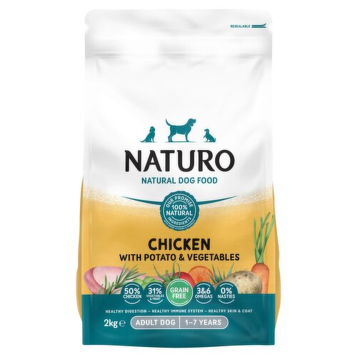 Naturo Natural Dog Food Chicken with Potato & Vegetables Adult Dog 1-7 Years 2kg