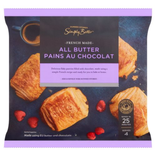 Dunnes Stores Simply Better French Made All Butter Pain Au Chocolat 4 x 75g (300g)