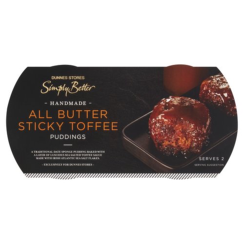 Dunnes Stores Simply Better Handmade All Butter Sticky Toffee Puddings 2 x 130g (260g)