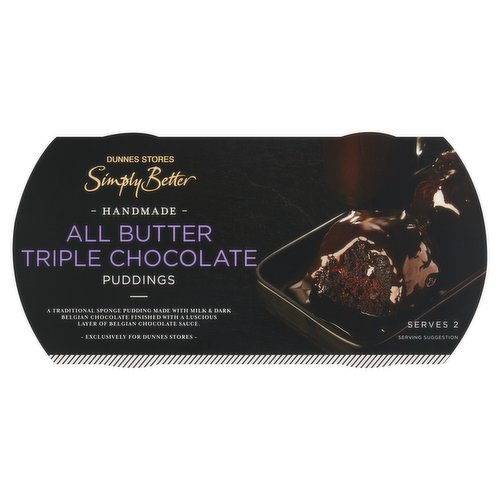 Dunnes Stores Simply Better Handmade All Butter Triple Chocolate Puddings 2 x 130g (260g)