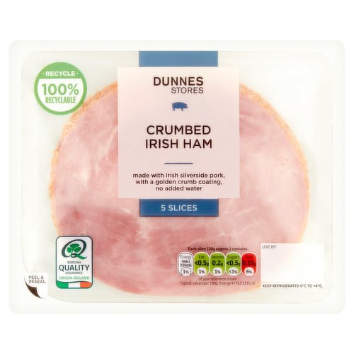 Dunnes Stores Crumbed Irish Ham 5 Slices 100g