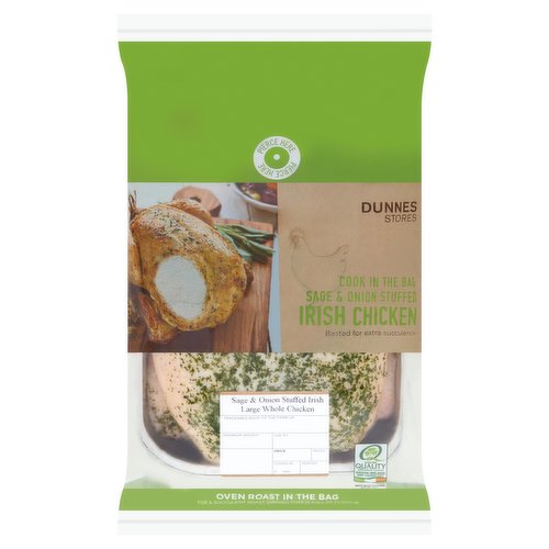 Dunnes Stores Cook in the Bag Sage & Onion Stuffed Irish Chicken 2400g